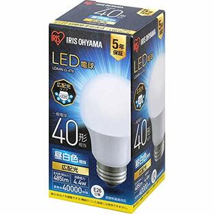 【E26】アイリスオーヤマ LED電球 40W形相当 昼白色 口金直径26mm 広配光 密閉器具対応 LDA4N-G-4T6の画像
