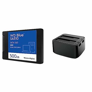 【セット買い】Western Digital ウエスタンデジタル WD Blue SATA SSD 内蔵 500GB 2.5インチ WDS500G3B0A-EC SA510 & 玄人志向 SSD/HDDスタンド 2.5型&3.5型対応 SSDやHDDをまるごとコピー! エラースキップ/クローン機能つき 最大16TB対応 KURO-DACHI/CLONE/CRU3の画像