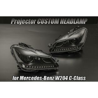 [インナーブラック] Mercedes-Benz W204 C-Class 後期 3Dエンジェルアイ プロジェクター ヘッドライト 左右 カスタム パーツ セダン ワゴンの画像