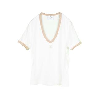 Courreges クレージュ ホワイト VネックTシャツ 224JTS137JS0070 イタリア正規品 新品の画像