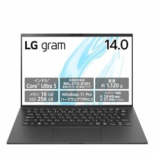 【Amazon.co.jp限定】LG ノートパソコン 14Z90S-VP54J ビジネスモデル LG gram/14型､IPS液晶､WUXGA(1920×1200)/1120g/Core Ultra 5 125H/メモリ 16GB/SSD 256GB/バッテリー容量72W/顔認証/Windows 11 Pro/ハードウェアTPM2.0/オブシディアンブラックの画像