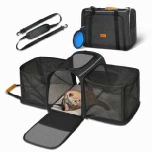 猫 キャリー バッグ Morpilot 四面拡張可能 4way ペットハウス 中・大型猫用・小型犬・うさぎ用 ペットキャリー バッグ シートベルト固定の画像