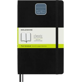 Moleskine Notebook, Expanded Large, Plain, Black, Soft Cover (5 x 8.25)の画像