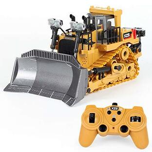RC ブルドーザー ショベルカー 掘削機 子供のおもちゃの車 建設車両おもちゃ 合金素材ラジオコントロール 大きいサイズ (黄)の画像