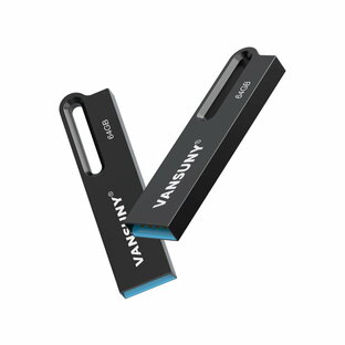 Vansuny USBメモリ 64GB 2個セット USB3.2(Gen1)/3.1(Gen 1)/3.0/2.0 充実サポート防水 高温耐性 耐衝撃 USBフラッシュメモリ 金属ボディ データ高速転送 Windows PCに対応（黒）の画像