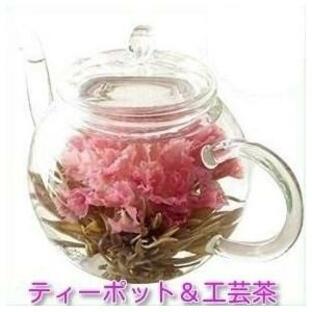 お花のつぼみとティーポット 工芸茶の画像