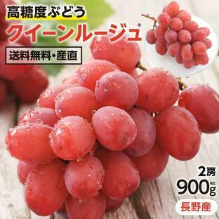 ぶどう クイーンルージュ 種無し 約900g 2房 秀品 送料無料 希少ぶどう 産地厳選 -Y09T シャインマスカットを親に持つ高糖度ブドウ 葡萄の画像