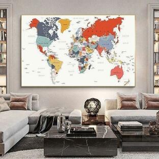 【直ぐ飾れる 額付 インテリアアート】 アートフレーム・アートポスター おしゃれ 絵画 世界地図 シリーズ デザインNO-3 A4 A3 A2の画像