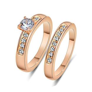 [エスフィール] 18K rose goldコーティング 指輪レディース 1粒ＣＺダイヤ クリスタル 水晶 ピンクゴールド 誕生日お祝いパーティー プの画像