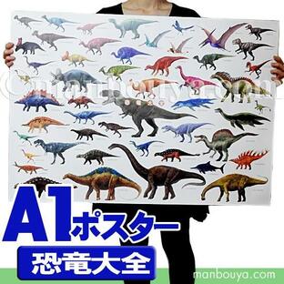 恐竜 グッズ アートポスター インテリア 特大 A1サイズ 図鑑タイプ 恐竜大全 ポスターの画像