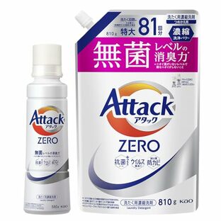 【まとめ買い】アタックZERO アタック液体史上 最高の清潔力。無菌レベルの消臭力 大サイズ 本体 580ｇ+詰替え810gの画像