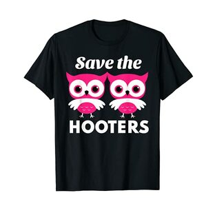 乳がん啓発月間 Save The Hooters ピンク 10月 Tシャツの画像