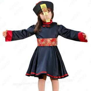 UPENC ハロウィン キョンシー 大人 女の子 子供 仮装 コスプレ レディース ワンピース 人気 お札 お化け 帽子の画像