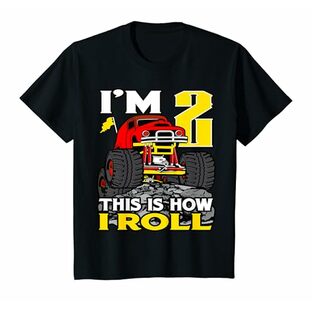 キッズ モンスタートラック 2T バースデーシャツ I'm 2 This is How I Roll Tシャツの画像
