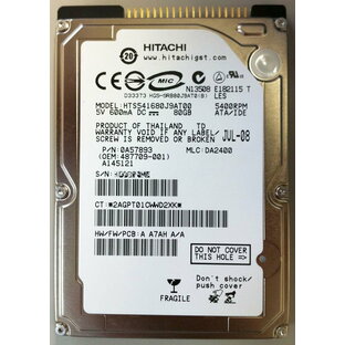 【新品】HGST 日立 2.5インチ HDD ハードディスク 80GB IDE（PATA）新品バルク 1年保証 HTS541680J9AT00の画像