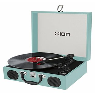 ION Audio ポータブルレコードプレーヤー スーツケース型 スピーカー内蔵持ち運び 電池でも稼働 Vinyl Transport 水色の画像