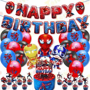 スパイダーマン誕生日飾り 飾り付け ハッピーバースデー 風船セット モンスターボール 誕生日 ケーキデコレーション バルーン ケーキ装飾 パーティー お祝いの画像