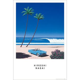 トライエックス 永井博 BLUE CAR AND THE BEACH ポスター TX-1856の画像