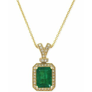 エフィー レディース ネックレス・チョーカー・ペンダントトップ アクセサリー Brasilica by EFFY® Emerald (2-1/5 ct. t.w.) and Diamond (1/5 ct. t.w.) Pendant Necklace in 14k Gold Yellow Goldの画像