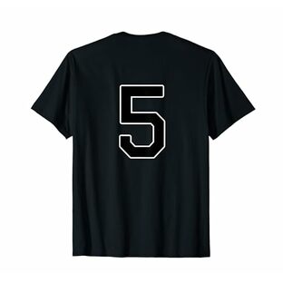 【バックプリント・背中側】5 数字 背番号 ユニフォーム ナンバー【ブラック／黒の文字】スポーツ 野球 サッカー 部活 Tシャツの画像