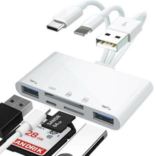 Topamz SDカードリーダー 3in1 Phone/Type C/USB SDカードカメラリーダー USB/SD/TF変換アダプタ OTの画像