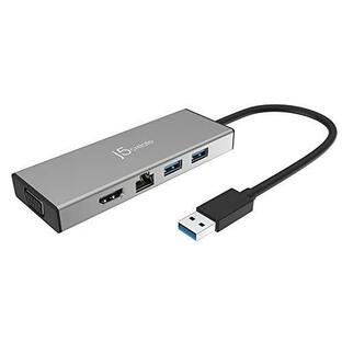 j5 create USB 3.0 5in1 デュアルモニタ ミニドック マルチ ハブ シルバー USB3.0x2, HDMI, VGA, ギガビット有線LAN, Micro-B power in 1080p QWXGA(2048*11の画像