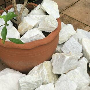 割栗 石 庭 リゾート 花壇 マーブルホワイトゴロタ 90-120mm 20kg 白 ホワイト 大理石 砕石 ロックガーデン ドライガーデン カリフォルニアガーの画像