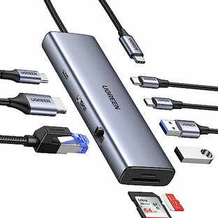 UGREEN USB Cハブ 9-IN-1 USB-A*2+USB-C*2USB3.0ハブ 4K 60Hz HDMIハブ Type-C PD100W 急速充電 USB-C 5Gbps高速転送 USB 3.0 4ポート拡張 SD Micro SD/TFカードリーダー 付き タイプC アダプター MacBook air M1 M2 Pro Dell XPS HP Surface Go Galaxy S21 S20 Xperia 5などの画像