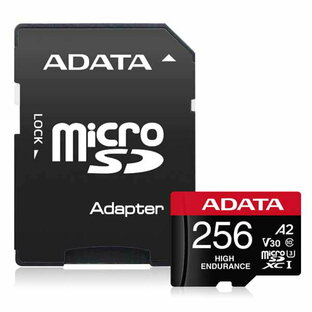 ADATA High Endurance microSDXC 256GB UHS-I U3 Class 10 V30 A2 高耐久メモリーカード｜AUSDX256GUI3V30SHA2-RA1の画像
