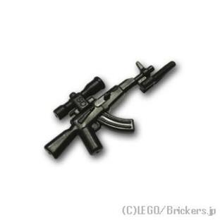 レゴ カスタムパーツ アサルトライフル AK-47s スコープ&銃剣付き：ブラック | lego 互換 ミニフィギュア 人形 ミリタリー 武器 銃 ライフルの画像