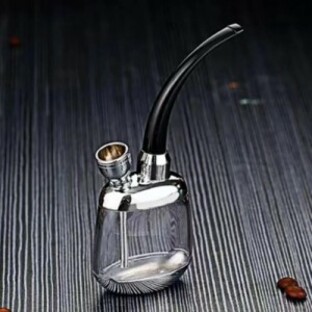水パイプ 水たばこ シーシャ コンパクト シンプル (Aタイプ, シルバー)の画像