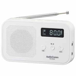 オーム電機AudioComm ラジオ ポータブル 乾電池 AC電源 デジタル プリセット登録 2バンドハンディラジオ ホワイト RAD-H225N-W 03-7055 OHMの画像