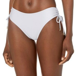 カルバンクライン レディース ボトムスのみ 水着 Women's Side Shirred Bikini Swimsuit Bottom Soft Whiteの画像