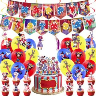 アメイジング デジタル サーカス 誕生日 パーティー 飾り 風船 バルーン バースデー セット男 女 飾り付け HAPPYBIRTHDAY ガーランド パの画像