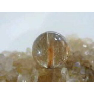 ルチルクォーツ 金色針水晶 14mm珠−22 （ばらケ売りで）『金運・財運・仕事運・恋愛運向上』ルチルクォーツ『愛の矢（キューピッドの矢）』と呼ばれ愛を象徴する水晶鉱物『恋人探しの石』【パワーストーン】の画像