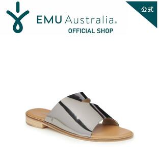 EMU Australia 公式 エミュ Ginini Mirror サンダル 本革 ぺたんこ レディースメ ンズ シルバー 春夏 正規 通販の画像