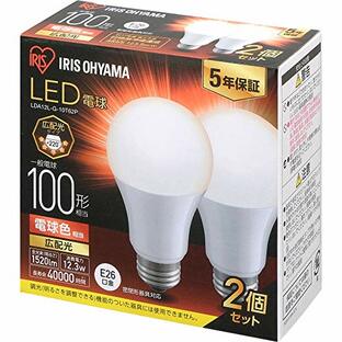 【E26】アイリスオーヤマ LED電球 100W形相当 電球色 口金直径26mm 広配光 2個パック 密閉器具対応 LDA12L-G-10T62Pの画像
