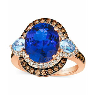 【送料無料】 ル ヴァン レディース リング アクセサリー Blueberry Tanzanite (4-1/2 ct. t.w.) Sea Blue Aquamarine (1/2 ct. t.w.) Chocolate Diamonds (3/8 ct. t.w.) & Nude Diamonds (1/4 ct. t.w.) Ring in 14k Rose Gold Tanzaniteの画像