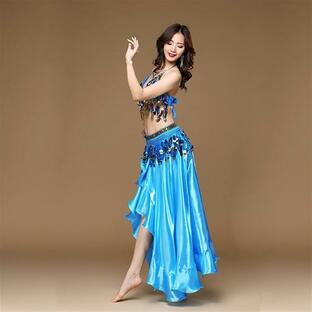 ベリーダンスダンスコスチュームオリエンタルダンス衣装女性ベリーダンスコスチュームセット3個セットブラベルトスカート (Col(sd11765)の画像
