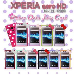 XPERIA acro HD ケース リボンドットジェリーケース 7 xperia acro hd so-03d カバー/xperia acro hd is12s CASE/エクスペリア アクロ HD COVER/スマホケースの画像