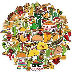 メキシコ マヤ文明 ソンブレロ メキシコ料理 グルメ トウモロコシ サボテン シール ステッカー50枚SLBの画像