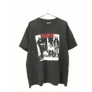 古着 90s USA製 The Beatles モノクロ フォト ジャケット Tシャツ L 古着の画像