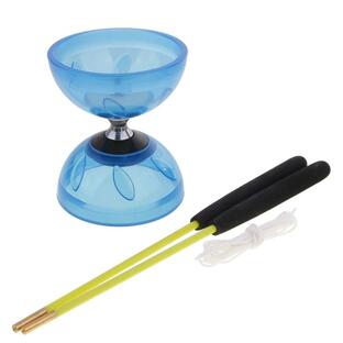 中国コマ トリプル ベアリング ジャグリング ディアボロ おもちゃ スティック＆ストリング付き 2サイズ4色選べる - 青, 10.5cmの画像