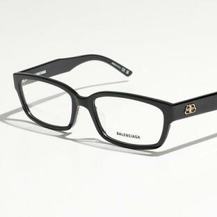 BALENCIAGA バレンシアガ メガネ BB0065O メンズ スクエア型 伊達メガネ 黒縁メガネ BBロゴ アイウェア 001/BLACK-BLACK-Tの画像