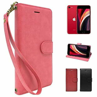 シズカウィル(shizukawill) iPhone8 iPhone7 iPhoneSE(第2世代)手帳型 ピンク色 PUレザー サクラ ドロップ ケース カバー ビンテージストラップ付 カード収納あり アイフォン8 アイフォン7 アイフォンSE スマホケース SAKURADROP SAKURA DROPの画像
