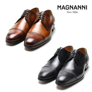 マグナーニ 革靴 ビジネスシューズ ドレス 革靴 ラウンドトゥ ブラック コニャック 22811 メンズ MAGNANNIの画像