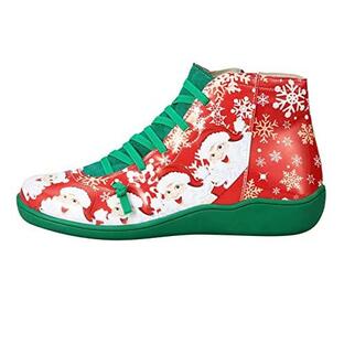 Ankle Boots for Women Low Heel,Christmas Decoration Fashion Snea 並行輸入品の画像
