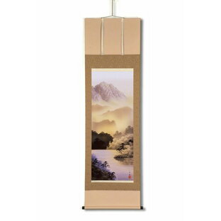 スーパーSALE10％OFF 掛け軸 熊谷千風 掛軸(尺五) 「山水黎明」/インテリア 額入り 額装込 風景画 油絵 ポスター アート アートパネル リビング 玄関 プレゼント モダン アートフレーム 飾る 5Lサイズ おしゃれ 壁掛け 絵の画像