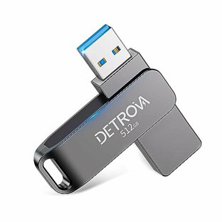 DETROVA USB メモリ 512GB USBメモリ USB3.0メモリー 大容量 外付け 容量不足解消 小型 360度回転式 Mac Windows PC対応 合金製 防水 防塵 耐衝撃 携帯便利 プラグアンドプレイ Space Grayの画像