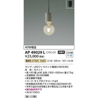 AP49029L 照明器具 ペンダント (天井直付) LED（電球色） コイズミ照明(PC)の画像